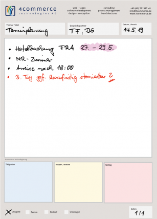 Notizseite auf dem iPad bzw. als PDF